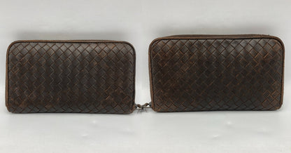 BOTTEGA VENETA ボッテガヴェネタ イントレチャート ラウンドファスナー長財布 中古 D4