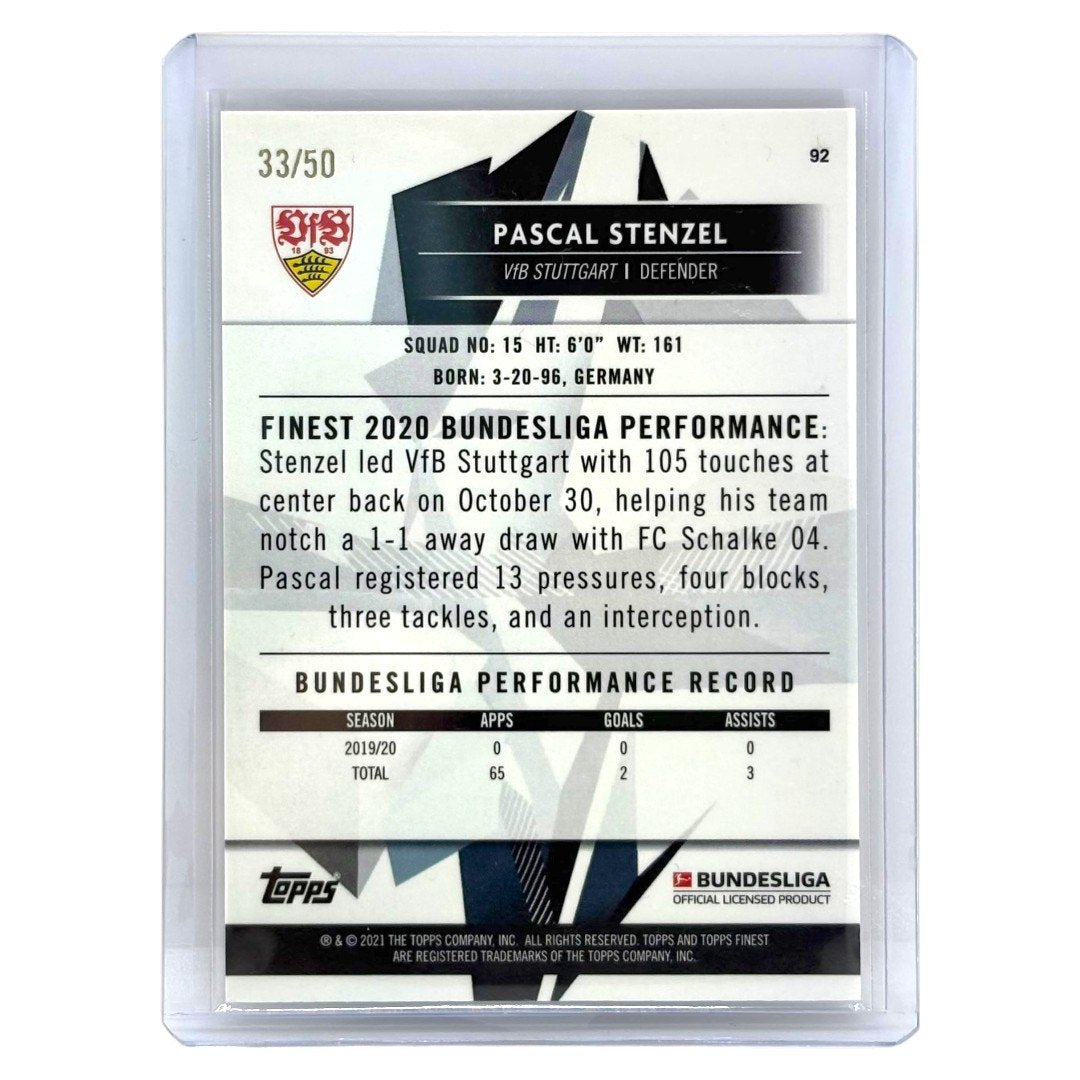 TOPPS サッカーカード FINEST PASCAL STENZEL STUTTGART /50 #92 中古 IT1