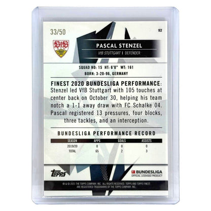 TOPPS サッカーカード FINEST PASCAL STENZEL STUTTGART /50 #92 中古 IT1