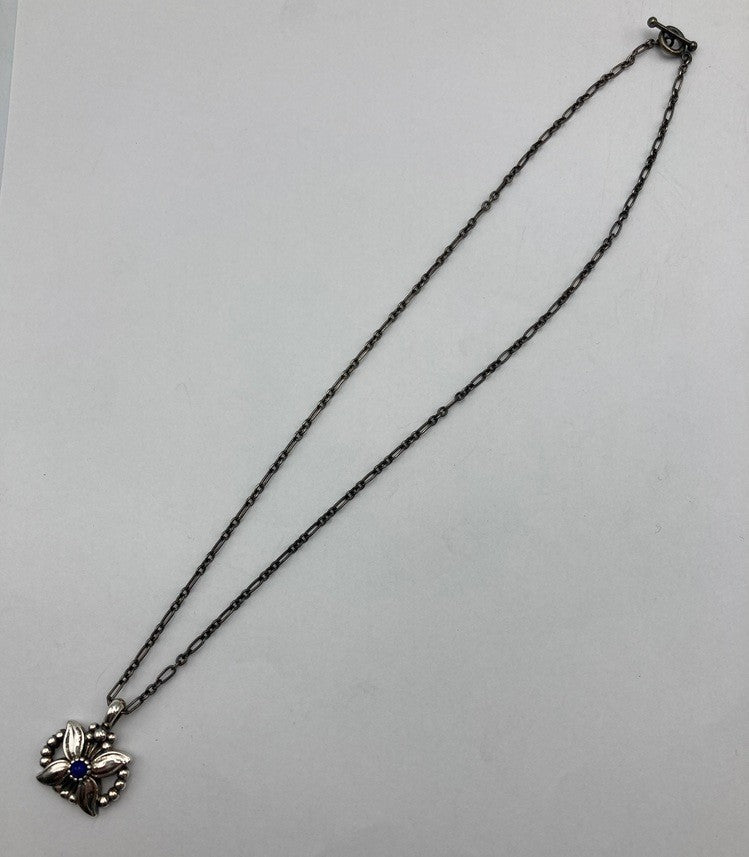 GEORG JENSEN ジョージジェンセン 1998年 ヘリテージ イヤーネックレス SV925 ラピスラズリ 中古 D4