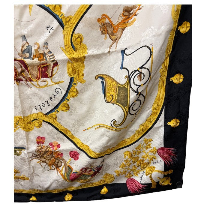 HERMES エルメス スカーフ カレ90 Plumes et Grelots 羽根飾りと鈴 レディース ブランド 服飾 おしゃれ 中古 W４