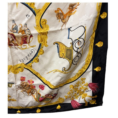 HERMES エルメス スカーフ カレ90 Plumes et Grelots 羽根飾りと鈴 レディース ブランド 服飾 おしゃれ 中古 W４