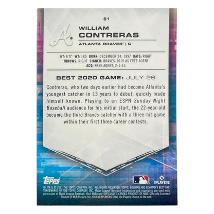 TOPPS MLBカード BOWMAN'S BEST WILLIAM CONTRERAS ATLANTA BRAVES /250 #61 中古 IT2
