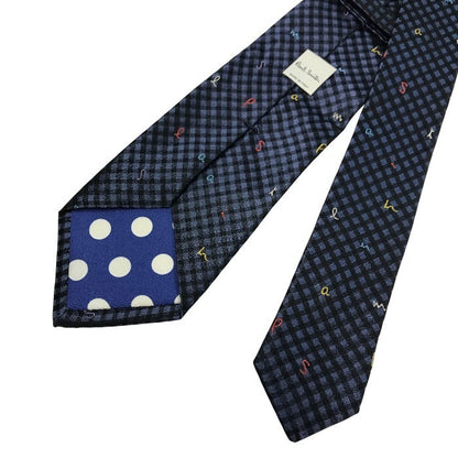 Paul Smith ポールスミス ネクタイ メンズ シルク チェック柄 アルファベット カジュアル レギュラー ネイビー 中古 T1