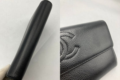 CHANEL シャネル キャビアスキン ココマーク 長財布 ブラック 中古 D4