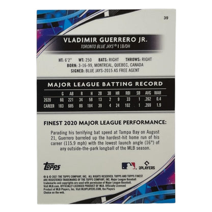 TOPPS MLBカード FINEST VLADIMIR GUERRERO JR. TORONTO BLUE JAYS /300 #39 中古 IT2
