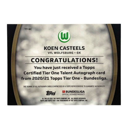 TOPPS サッカーカード TIER ONE KOEN CASTEELS WOLFSBURG 053/100 #TT-KC 中古 IT2