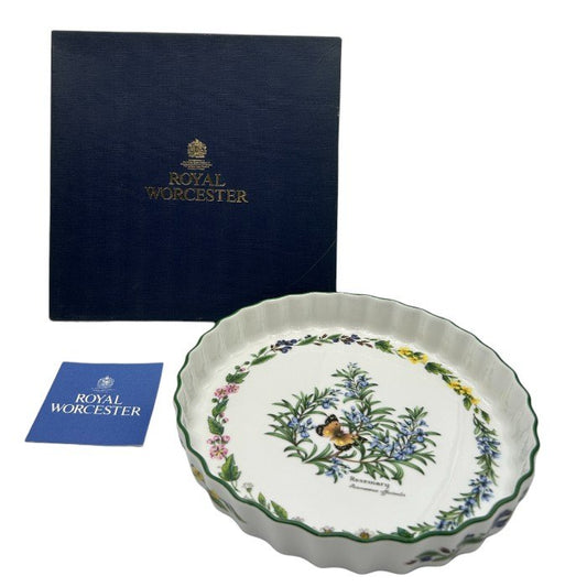 ROYAL WORCESTER ロイヤルウースター ハーブ ローズマリー キッシュプレート 皿 洋食器 ブランド 蝶々 フラワー 花 中古 W４