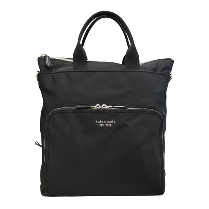 kate spade ケイトスペード サム コンバーチブル バックパック レディース ナイロン 2way トート リュック ラゲッジスリーブ ブラック KB336 中古 T1