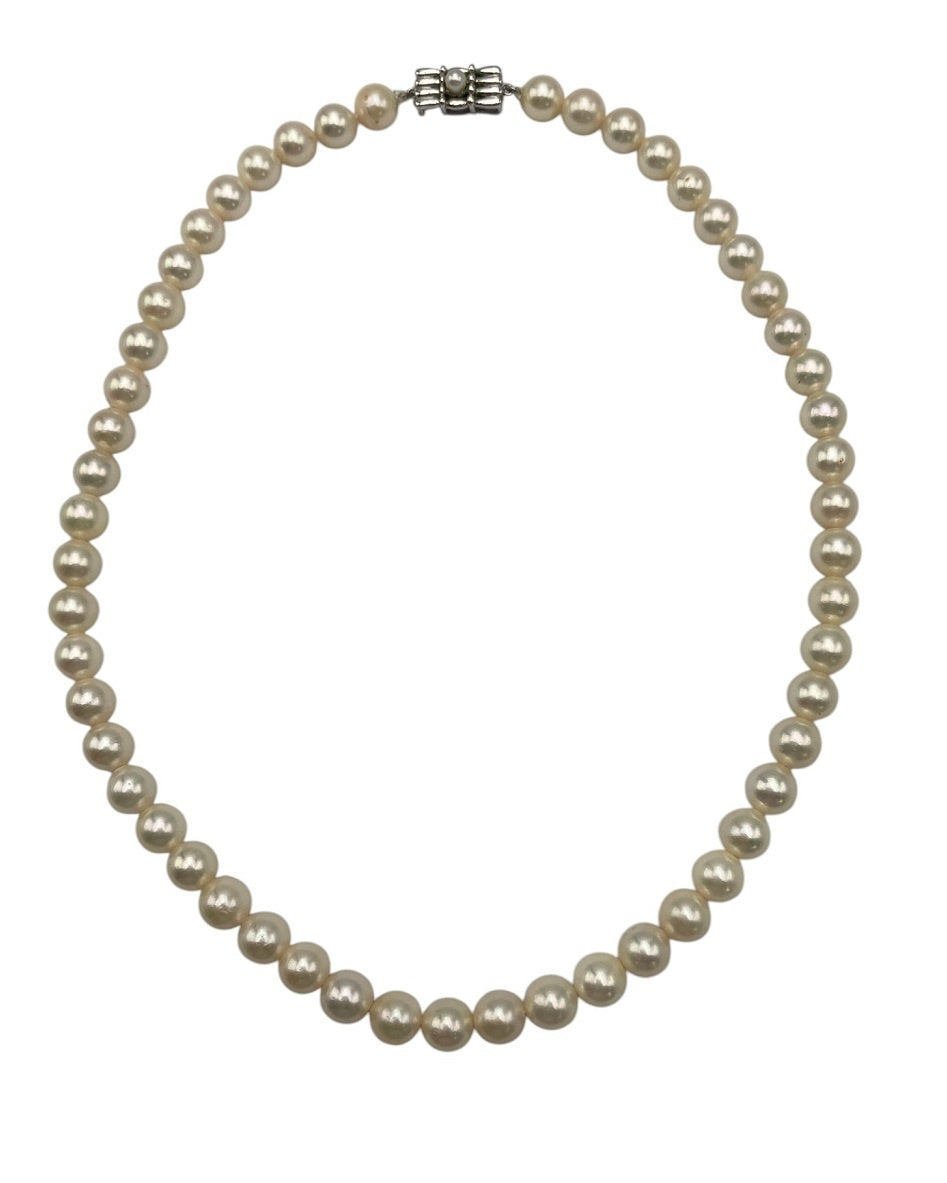 シルバー 7mmパール ネックレス 中古 D4