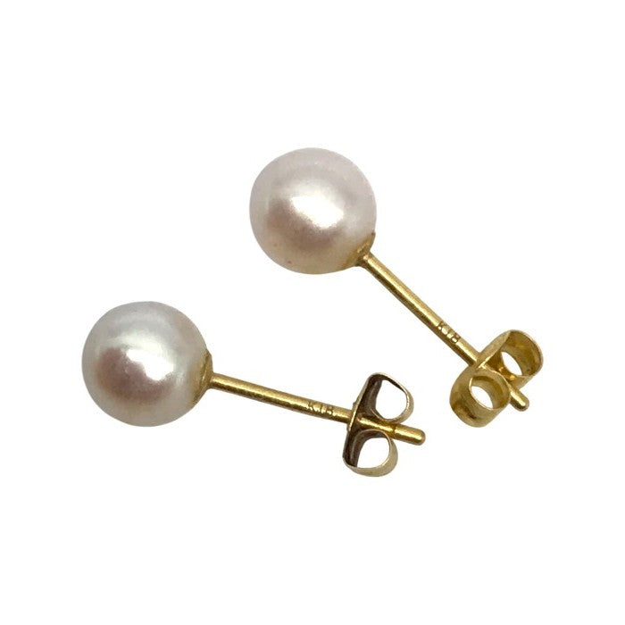 K18 パール ピアス レディース スタッド シンプル イエローゴールド 中古 T1