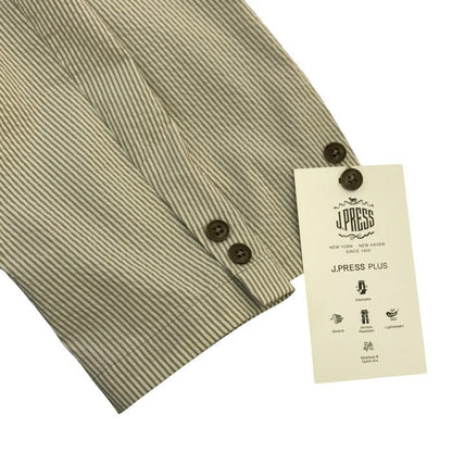 J.PRESS ジェイプレス テーラードジャケット メンズ 春夏 段返り3つボタン 薄手 ストレッチ ストライプ ホワイト系/グレー Lサイズ 中古 T1