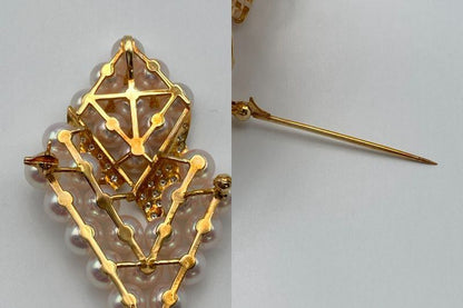 K18 ダイヤ0.46ct 5.8-6.1mm パール ブローチ 中古 D4