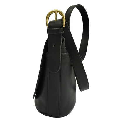 COACH コーチ ショルダーバッグ ユニセックス レザー シンプル フラップ 斜め掛け 男女兼用 オールド ブラック 4150 中古 T1