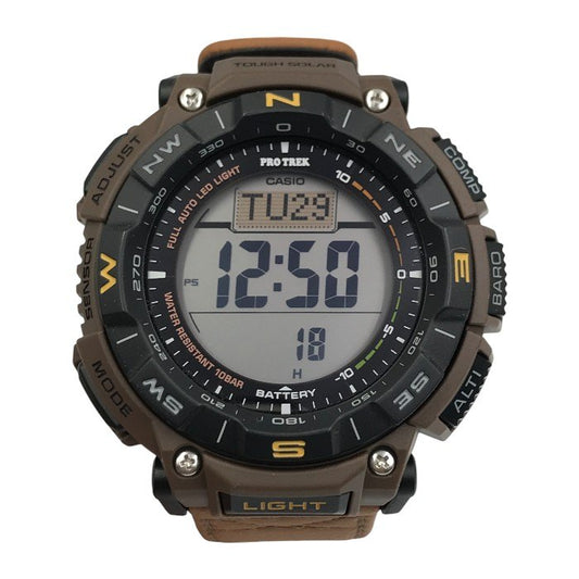 CASIO カシオ PRO TREK 腕時計 メンズ タフソーラー 電波 デジタル 登山 アウトドア コンパス コヨーテブラウン/ブラック PRG-340L-5JF 中古 T1