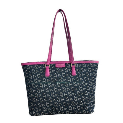 Samantha Thavasa サマンサタバサ Denim ST Jacguard トートバッグ デニム ジャガード 鞄 レディース A4 通勤 お出かけ 中古 W４