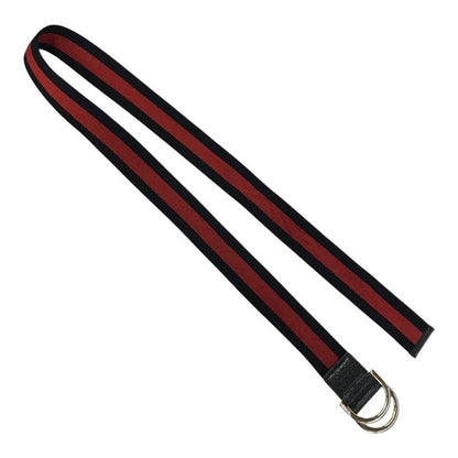 GUCCI グッチ ダブルリング ベルト ユニセックス キャンバス/レザー シェリーライン ストライプ ネイビー/レッド 113cm 146435 中古 T1