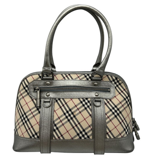 BURBERRY バーバリー ハンドバッグ レディース ノバチェック ブラウン/シルバー 鞄 ブランド チェック柄 かわいい お出かけ 中古 W４