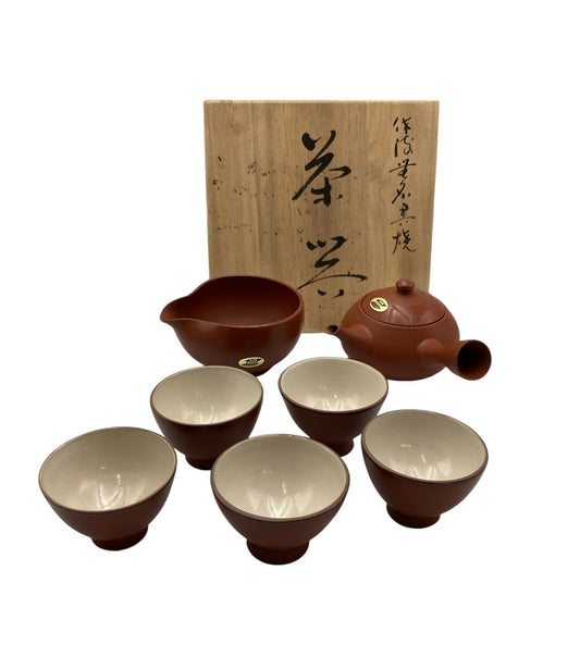 佐渡無名異焼 丸山金水 茶器揃 5客 中古 D4