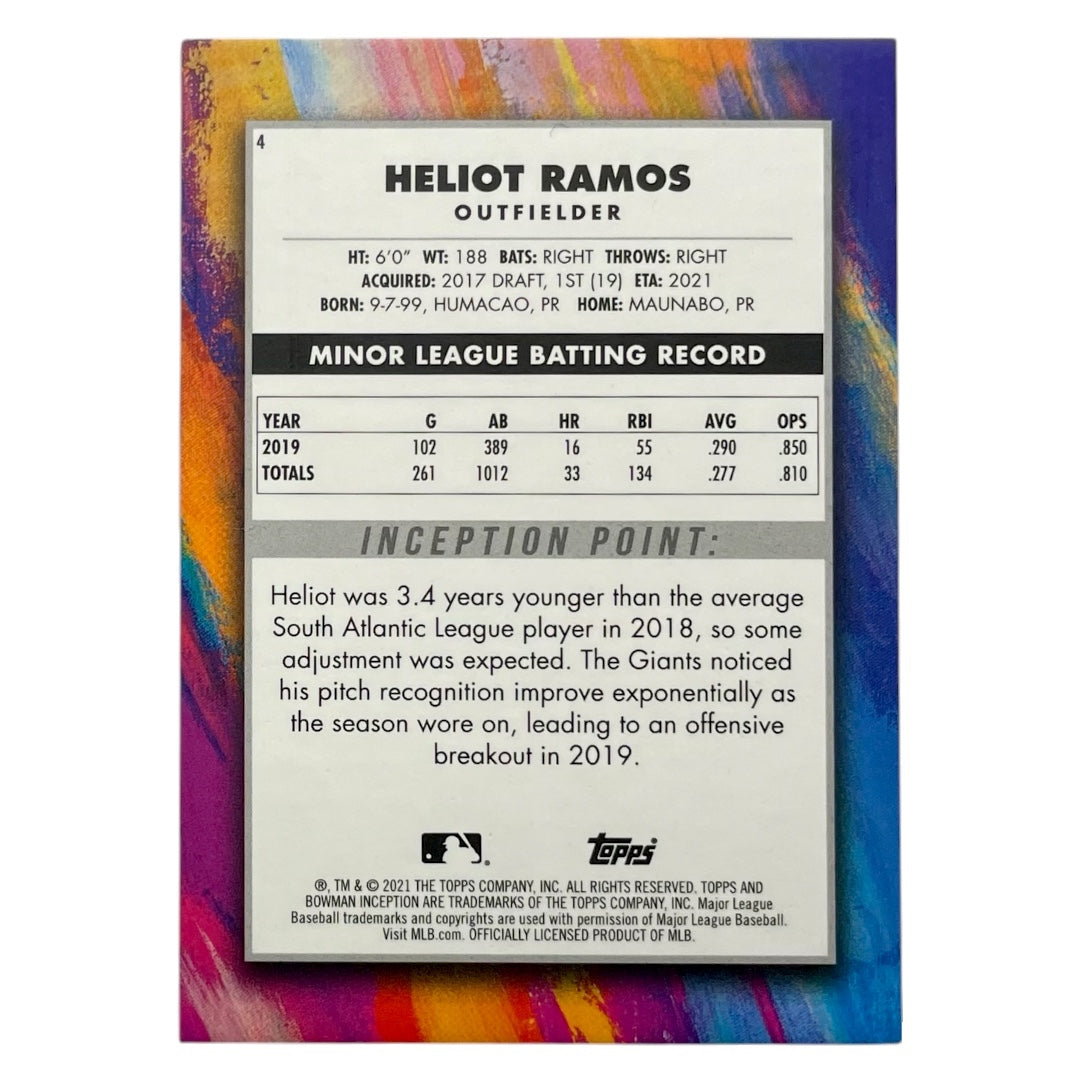 TOPPS MLBカード BOWMAN INCEPTION HELIOT RAMOS SAN FRANCISCO GIANTS /99 #4 中古 IT2