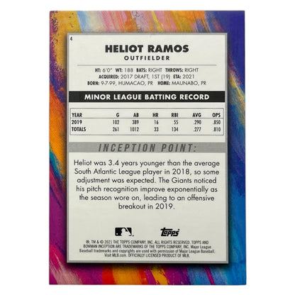 TOPPS MLBカード BOWMAN INCEPTION HELIOT RAMOS SAN FRANCISCO GIANTS /99 #4 中古 IT2