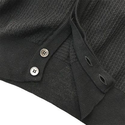 Salvatore Ferragamo フェラガモ カーディガン メンズ ウール 長袖 薄手 比翼仕立て ブラック XLサイズ 中古 T1