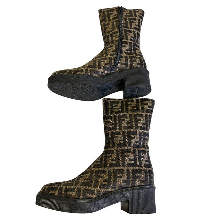 FENDI フェンディ ズッカ ブーツ 39(約26cm) 靴 シューズ ブランド レディース 中古 W1
