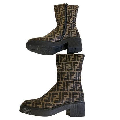 FENDI フェンディ ズッカ ブーツ 39(約26cm) 靴 シューズ ブランド レディース 中古 W1