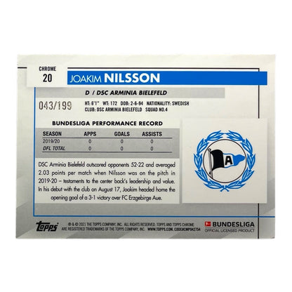TOPPS サッカーカード CHROME JOAKIM NILSSON ARMINIA BIELEFELD /199 #20 中古 IT2
