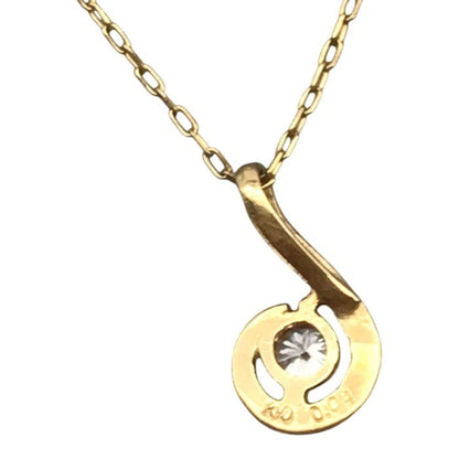 K10/ダイヤモンド0.04ct ネックレス レディース ティア しずく アズキチェーン イエローゴールド 40cm 中古 T1