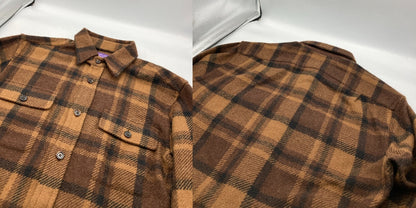 RALPH LAUREN ラルフローレン パープルレーベル キャメルヘア チェックシャツ サイズXS メンズ 中古 D4