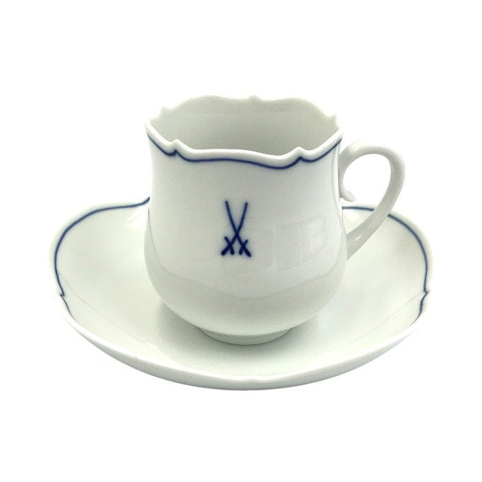 Meissen マイセン ホワイトマイセン コーヒーカップ＆ソーサー 1客 双剣マーク VIP シンプル ワンポイント C/S 825009/23582 中古 T1