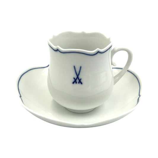 Meissen マイセン ホワイトマイセン コーヒーカップ＆ソーサー 1客 双剣マーク VIP シンプル ワンポイント C/S 825009/23582 中古 T1
