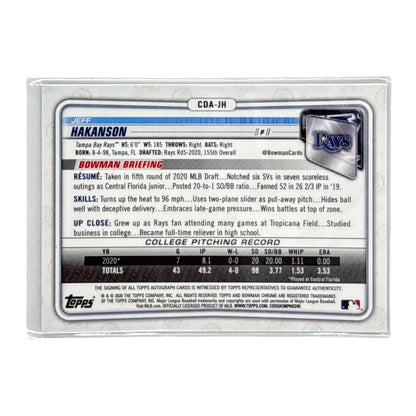 TOPPS MLBカード BOWMAN CHROME 1ST JEFF HAKANSON TAMPA BAY RAYS /250 #CDA-JH 中古 IT1