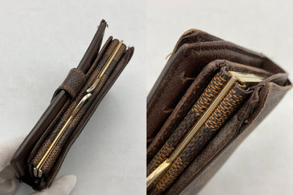 LOUIS VUITTON ルイヴィトン ダミエ エベヌ ポルトモネ・ビエ・ヴィエノワ 2つ折り がま口 財布  N61664 中古 D4