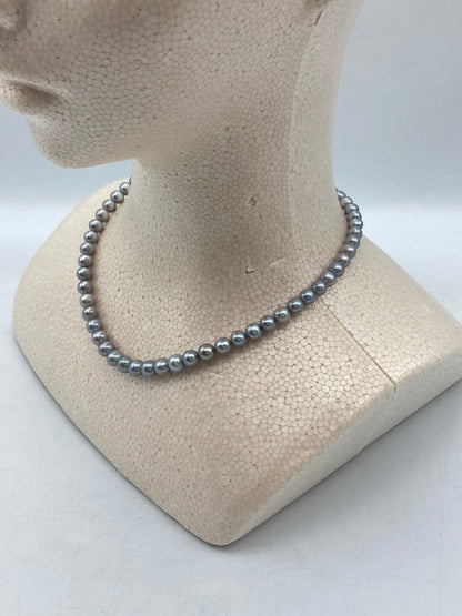 シルバー 4.5ー7.0mm グレーパール ネックレス 中古 D4