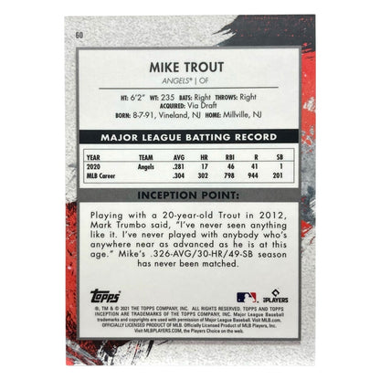 TOPPS MLBカード INCEPTION MIKE TROUT ANGELS #60 中古 IT2
