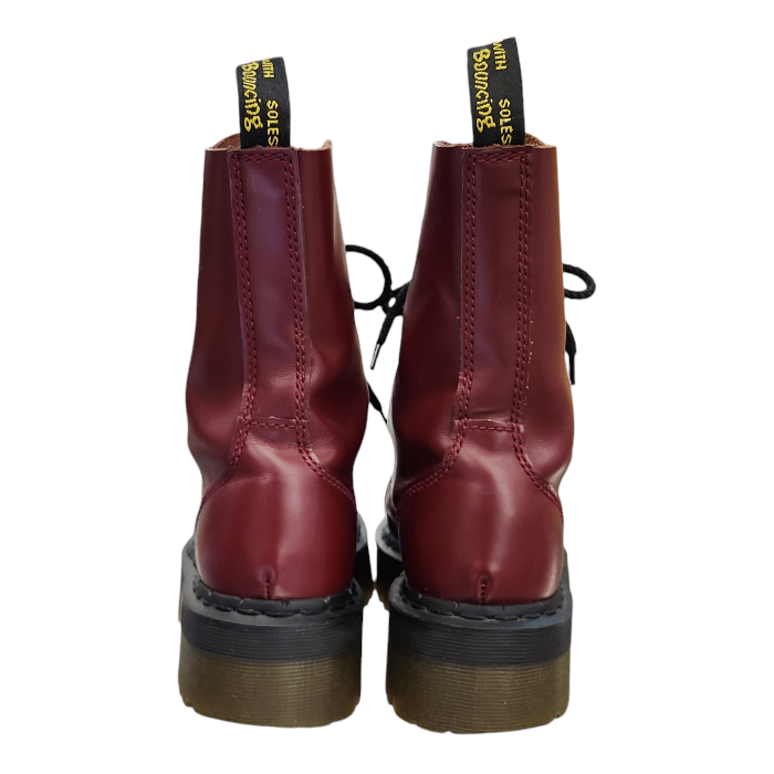 Dr.Martens ドクターマーチン Crazy Bomb ブーツ レディース レザー 10ホール ダブルソール 厚底 レースアップ チェリーレッド UK6(25cm) 中古 T1
