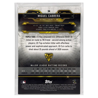 TOPPS MLBカード TRIPLE THREADS MIGUEL CABRERA DETROIT TIGERS /99 #34 中古 IT1