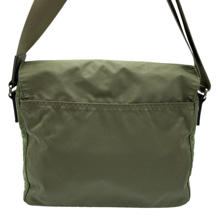 LONG CHAMP ロンシャン ショルダーバッグ 鞄 肩掛け 斜め掛け カーキ レザーロゴ レディース ナイロン 中古 W４