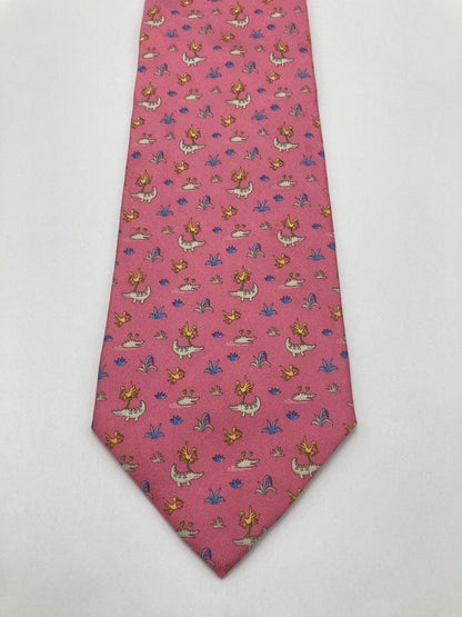 Salvatore Ferragamo サルヴァトーレフェラガモ アニマル ワニ柄 ネクタイ シルク100％ 中古 D4