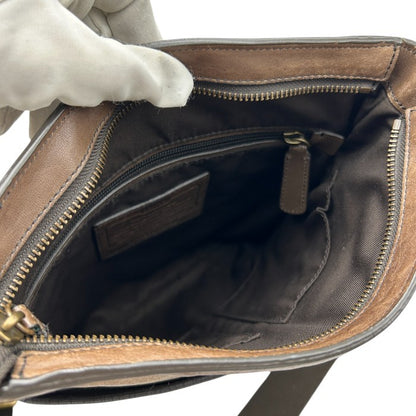 COACH コーチ ブリーカー レザー スウェード クロスボディ ショルダーバッグ 71096 ユニセックス ブラウン 本革 鞄 ブランド  中古 W４