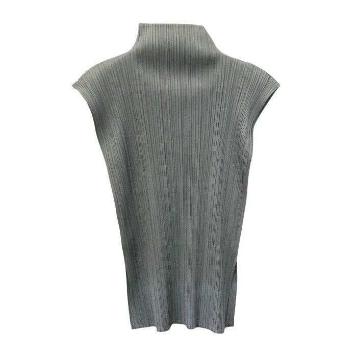 ISSEY MIYAKE イッセイミヤケ カットソー レディース ハイネック ノースリーブ プリーツ トップス グレー Mサイズ PP05-JK603 中古 T1