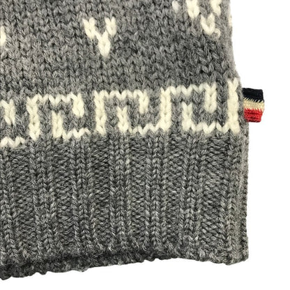 MONCLER モンクレール MAGLIONE TRICOT GIROCOLLO セーター メンズ ウール 厚手ニット ノルディック柄 雪の結晶 グレー Lサイズ 020919035901 中古 T1