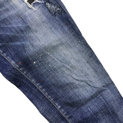 DSQUARED2 ディースクエアード デニムパンツ メンズ ジーンズ ボタンフライ ダメージ加工 インディゴブルー 48サイズ S74LB0871 S30342 中古 T1
