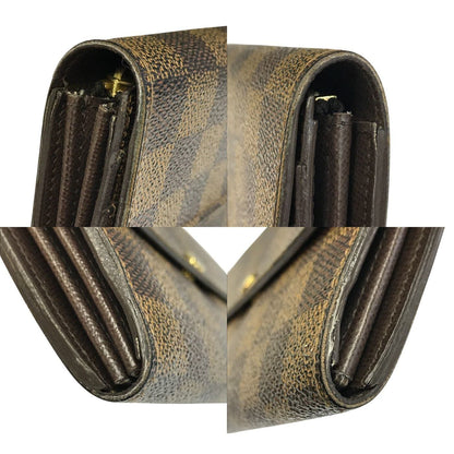 LOUIS VUITTON ルイヴィトン ダミエ エベヌ ポルトフォイユサラ 長財布 2つ折り 旧型 ブラウン N61734 中古 T1