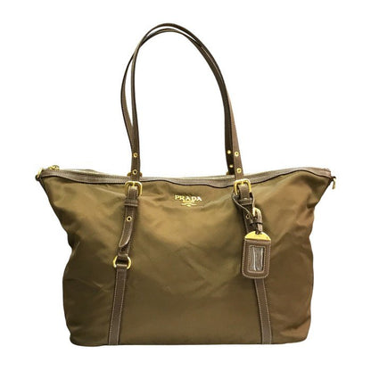 PRADA プラダ ショルダーバッグ レディース 2way ナイロン トート 三角プレート カーキ/ブラウン BR4253 中古 T1