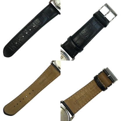 CITIZEN シチズン エコドライブ 腕時計 メンズ アナログ ソーラー Eco-Drive デイト SS レザーバンド シルバー/ブラック J810-S095662 中古 T1