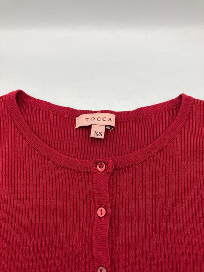 TOCCA トッカ シルク混 カーディガン サイドリボン 401587 サイズXS ボルドー 中古 D4