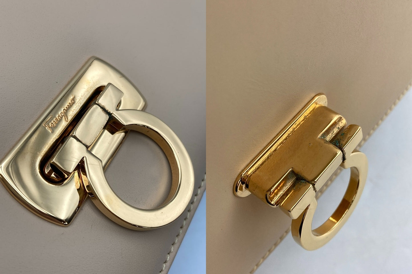 Salvatore Ferragamo サルヴァトーレフェラガモ ガンチーニ レザー ショルダーバッグ AT-21 7160 中古 D4